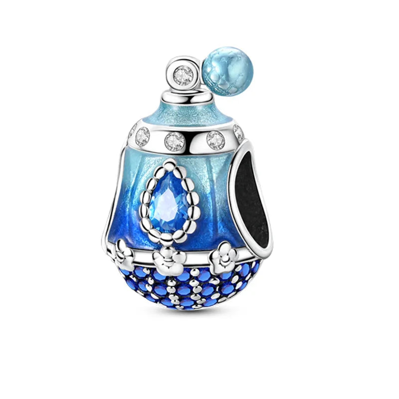 Romantic Pink Crown Perfume Bottle Charms Beads Bracelets Fine Jewelry