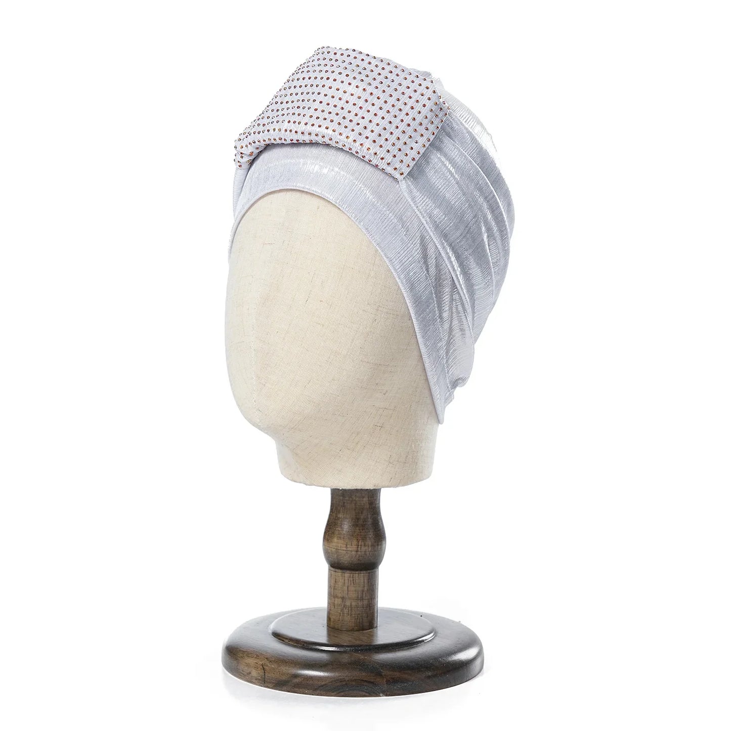 2024 New Glittering Rhinestones Turban Caps for Woman African Women Headtie Muslim Head Wraps Party Headpiece Hat