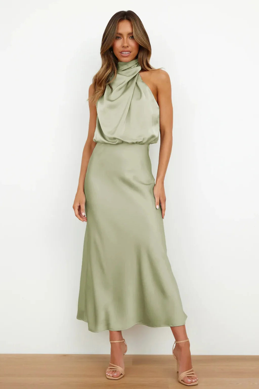 Summer Luxury Sleeveless Silk Satin Long Dress Women Elegant Off Shoulder Celebrity Evening Dress Partywear Lady Trumpet Dress
