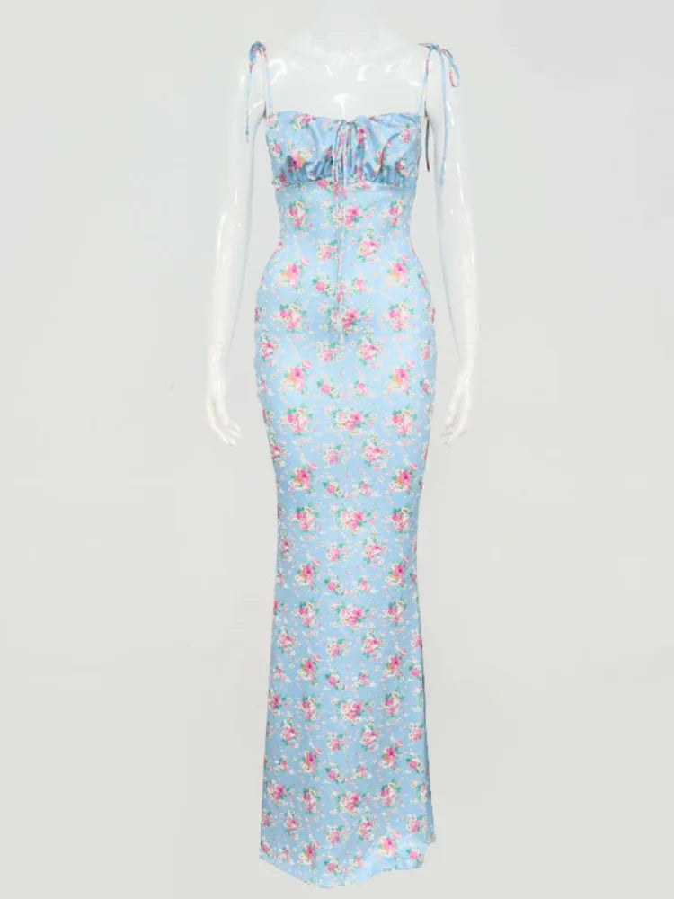 Josiaoprah Sexy V-Neck long maxi dress Elegant vintage floral printed party dress Spring summer holiday style dresses vestido