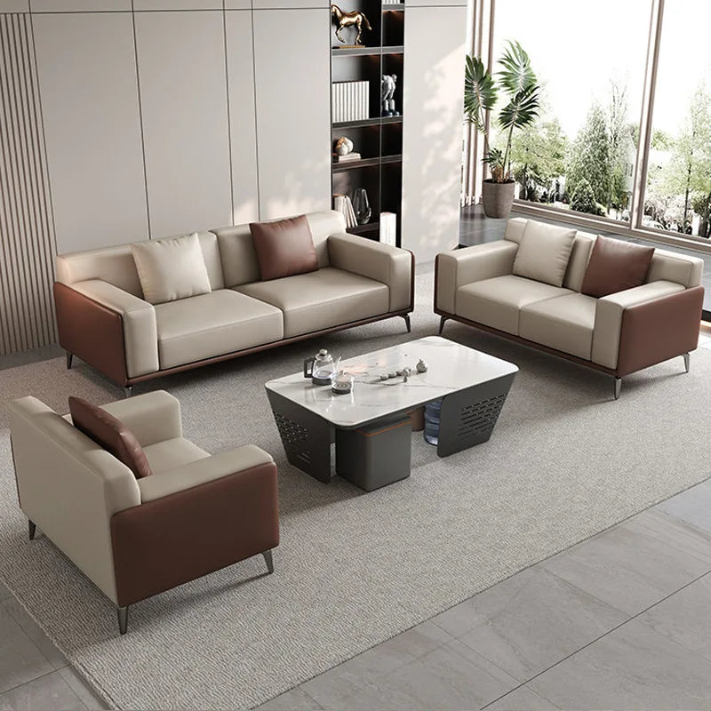 Office Sofa Simple Modern Business Leisure Reception Room Meeting Area Three-person Office Sofa Coffee Table Combination