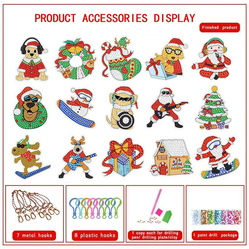 New Christmas series blind box diamond painting DIY point diamond keychain pendant acrylic children's handmade point diamond