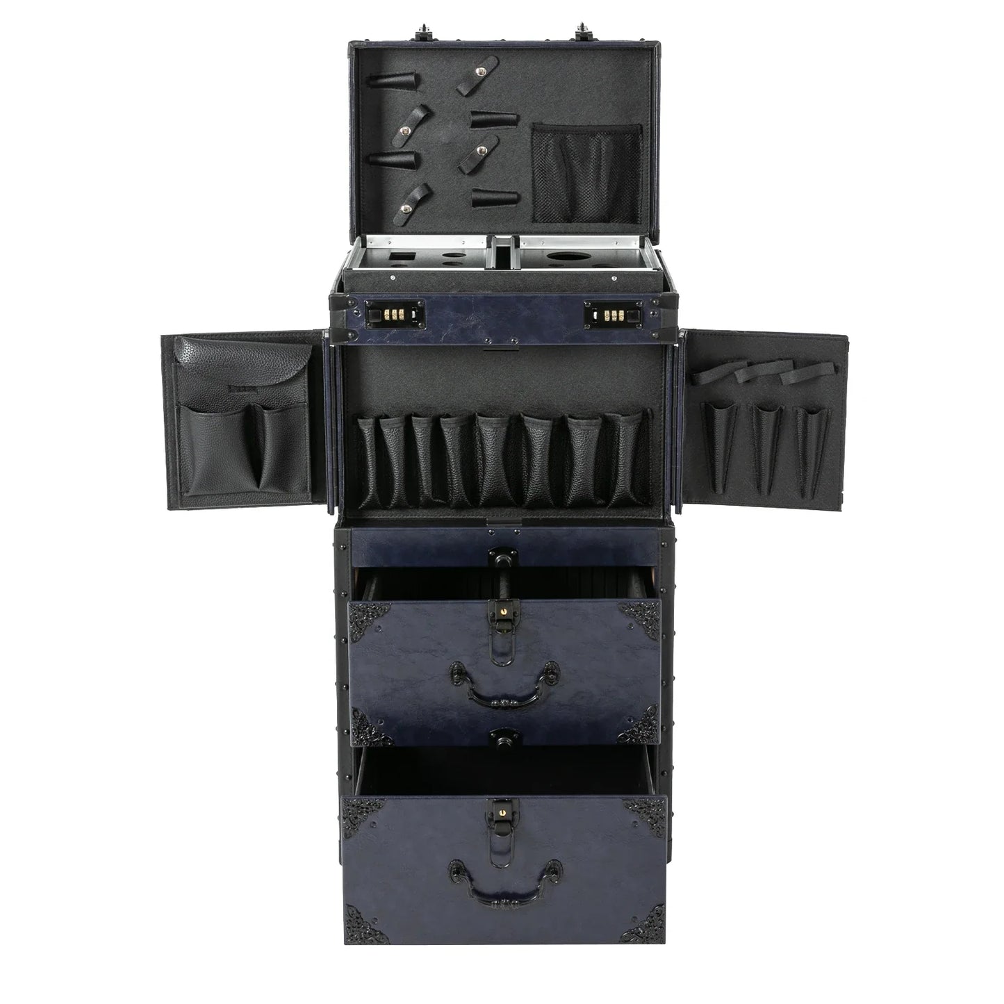 Artist Makeup Case Trolley Universal Casters with 4 Keys Rolling Nail Tech Makeup Cart Travel Box for Makeup Hairstylists