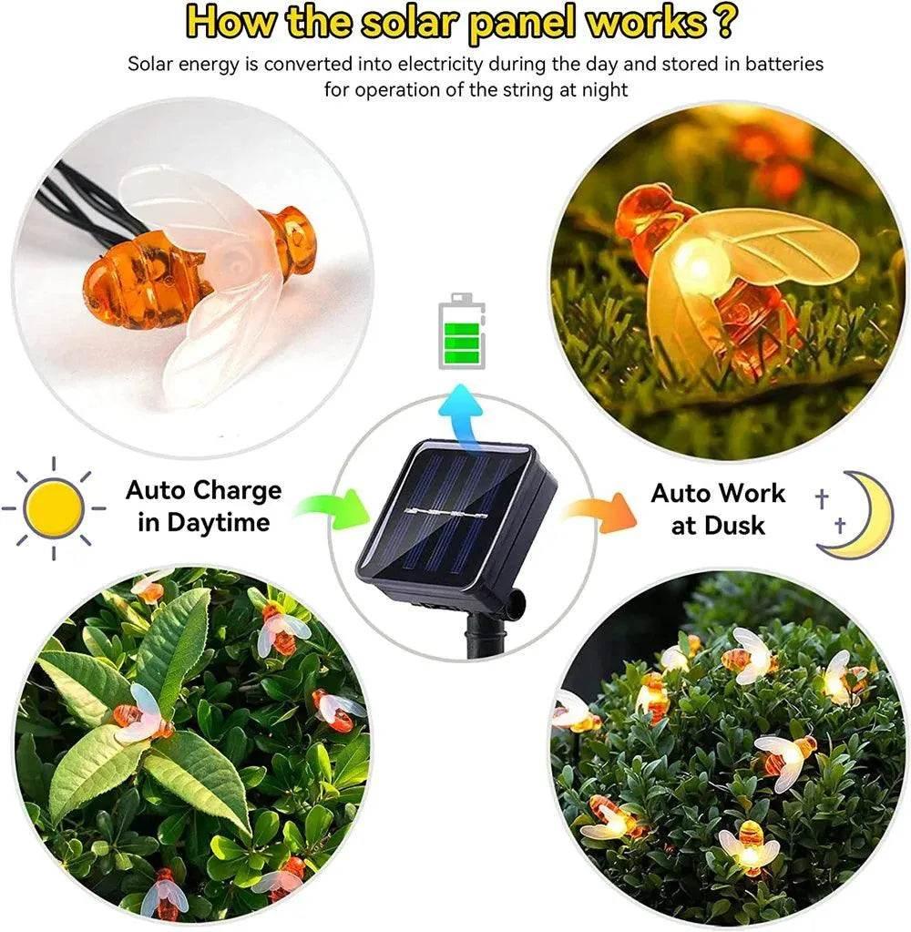 Cute Bee Solar String Lights