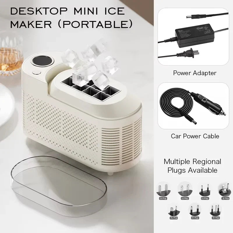 Portable Outdoor Camping Car 8 Grids DV12V Desktop Ice Maker Machine Electric Power RV Quick Freezing Bottled Water Maker
