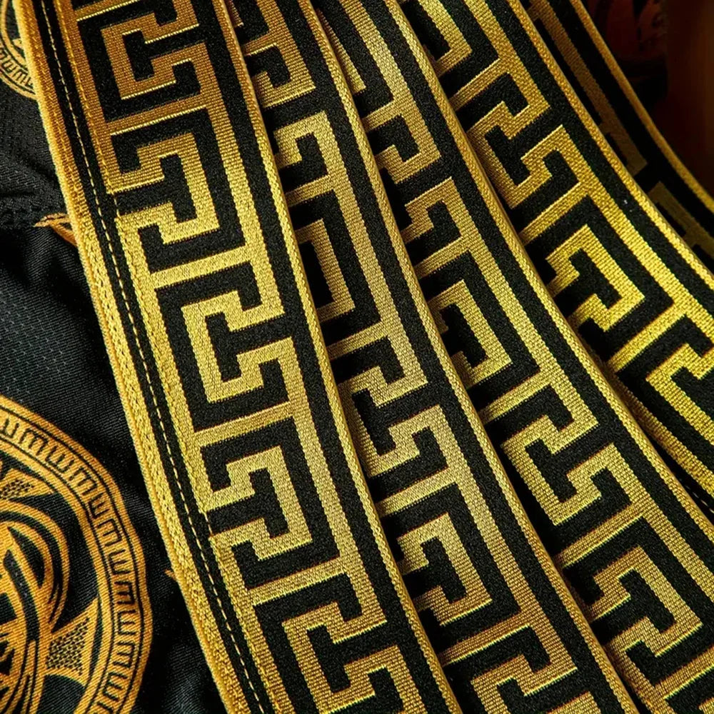 5Pcs Luxury Black Gold Printed Men's Underwear Casual And Comfortable Sports Underwear Men's Breathable Underwear
