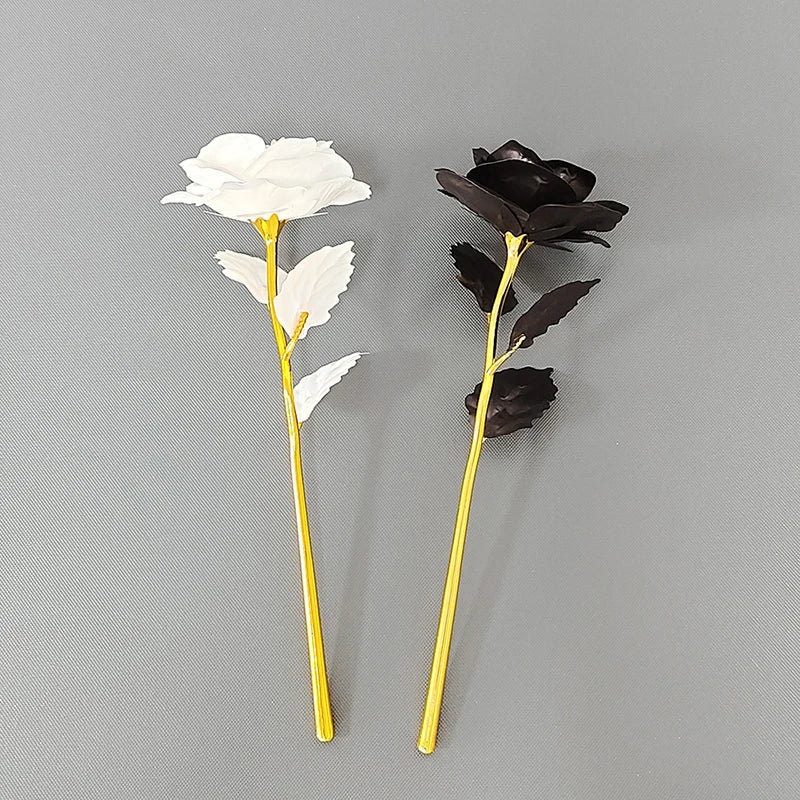 Valentine's Day Creative Gift 24K Foil Plated Rose Gold Rose Lasts Forever Love Wedding Decor Lover Lighting Roses Creative Gift