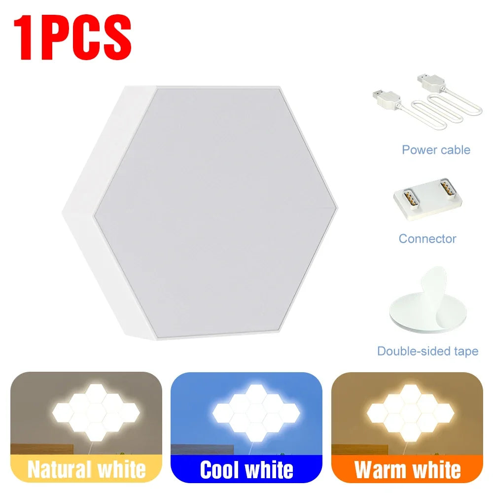 LED Night Light Honeycomb Hexagon Modular Quantum Lamp DIY Creative Modern Wall Lights Bedroom Decoration USB DC5V Touch Dimming