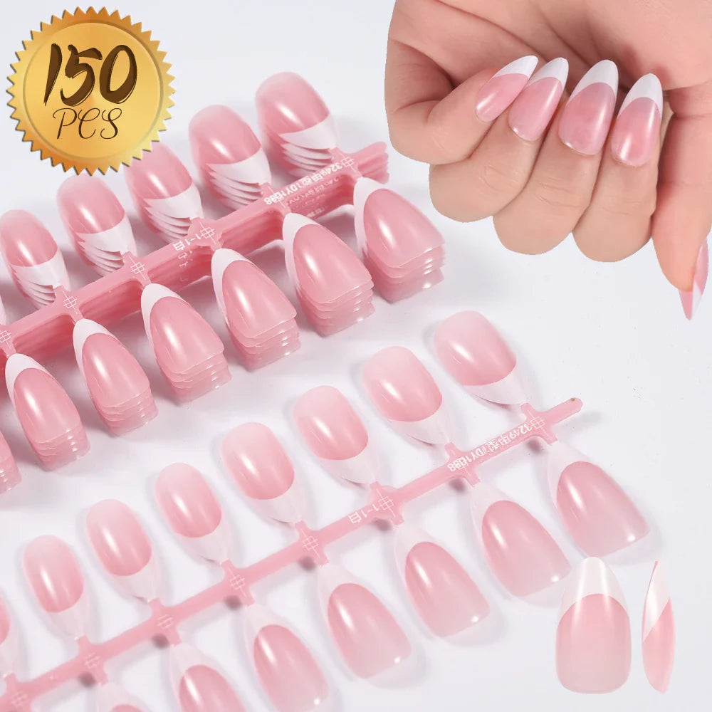 576pcs/Box Colorful Fake Nails Black Red Design, Oval Short Square Press On Mixed Full Cover Nail Tips.