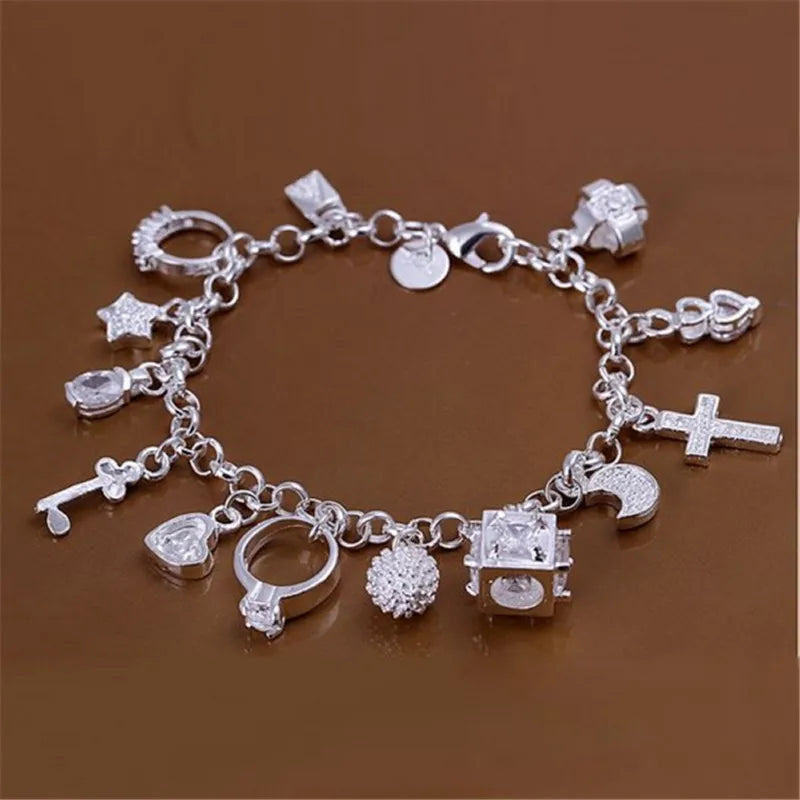 925 Sterling Silver Valentine Gift Charm Color Jewelry Fashion