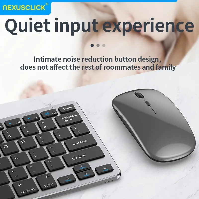 NexusClick 2.4G Wireless Keyboard Mouse Combo, Ergonomic Rechargeable Mini Multimedia Office Keyboard Set For PC Laptop Macbook