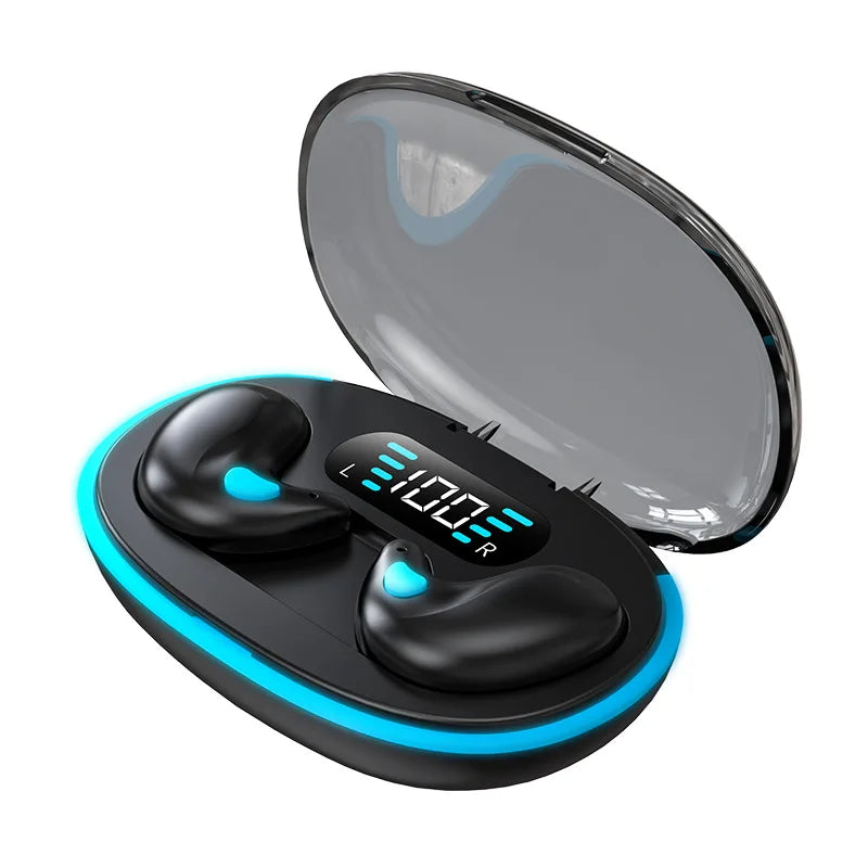 X55 Mini Earphone Stereo Hidden Headsets, with Mic HD Call Waterproof Sleeping Earbuds.