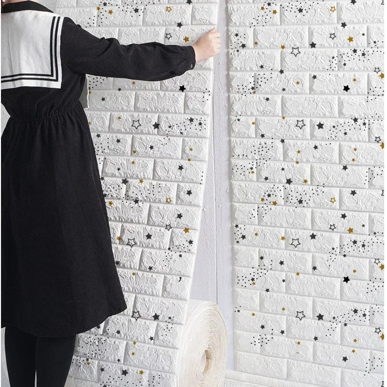 70cmx1/5/10m 3D Wallpaper Decoration Self-Adhesive Antique Foam Brick