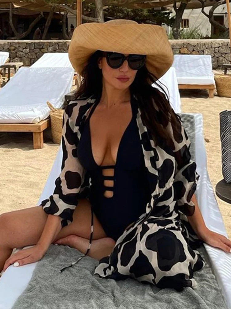 2024 Women Swimsuit Cover Up Sleeve Kaftan Beach Tunic Dress Robe De Plage Solid White Cotton Pareo  High Collar Beachwear