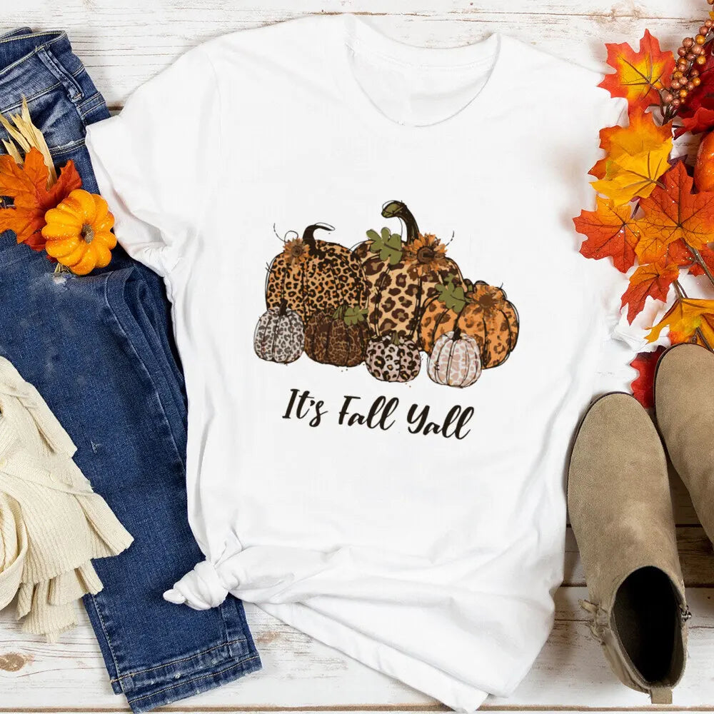 Just A Girl Who Loves Fall Shirt Thanksgiving Graphic Tee Clothes Fashion Pumpkin Spice Print T Shirt Tops Holiday Female Outfit
