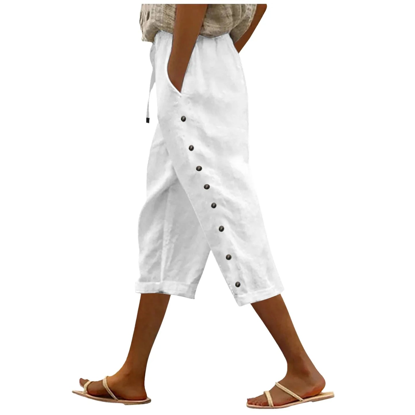 Fashion Casual Summer Capris Women'S High Waisted Short Pants Black White Slim Fit Trousers Street Sports White Black Pants