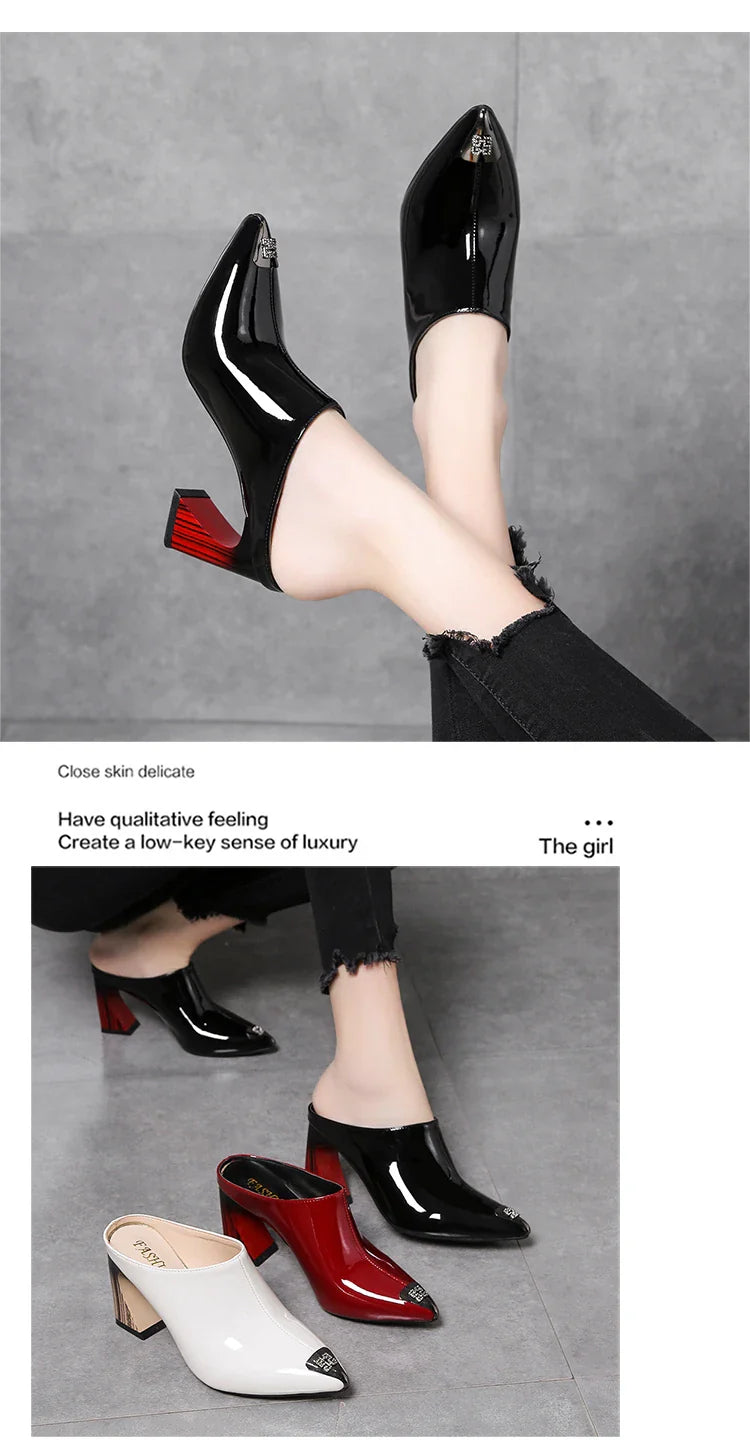 Sandalias Summer 2022 New Women Slipper High Heel Sandal Shoes Ladies High Quality PU Leather Slides Pumps Women