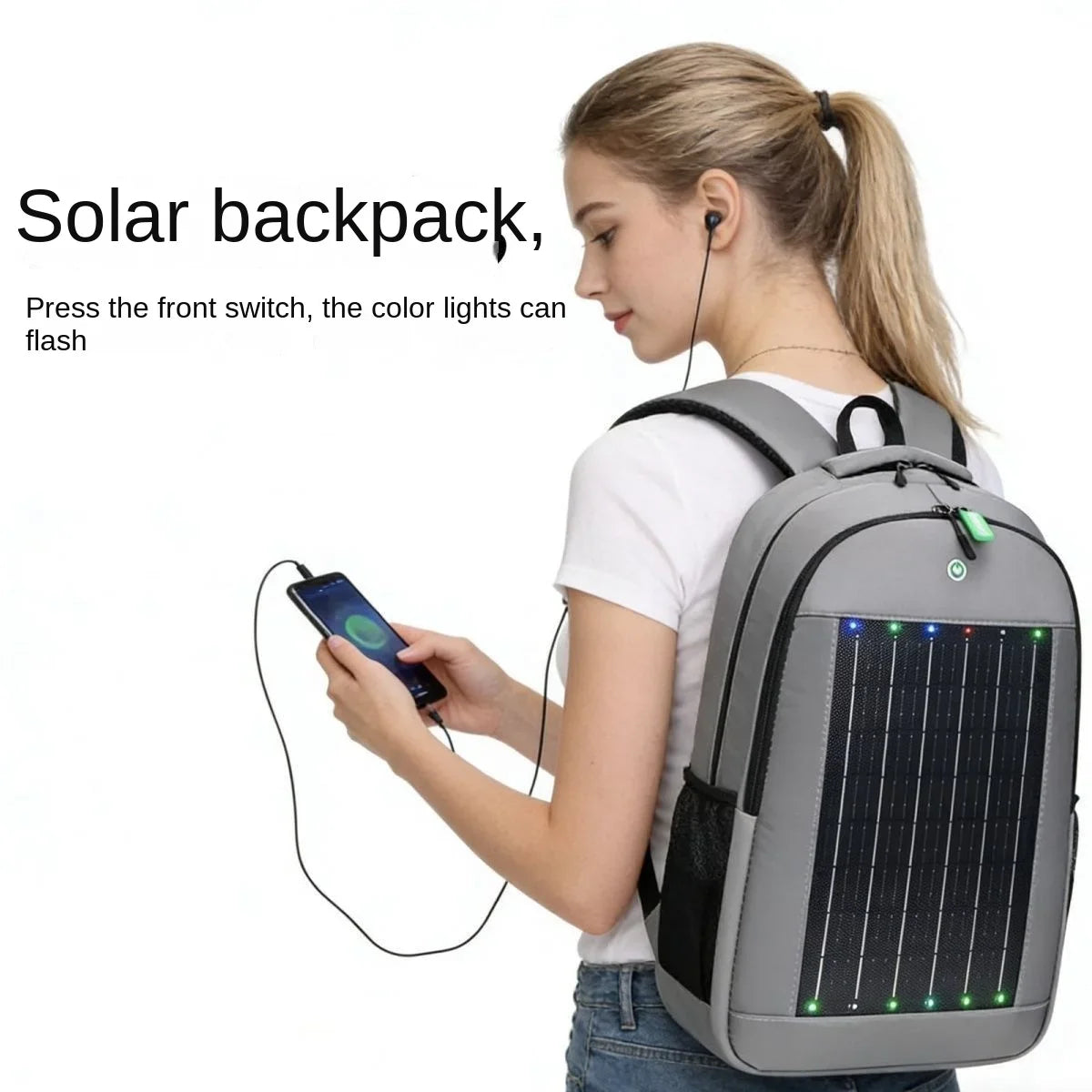 Solar Backpack Outdoor Charging Travel Travel Photovoltaic Backpack Led Lights Backpack Large Capacity Men And Women School Bags
