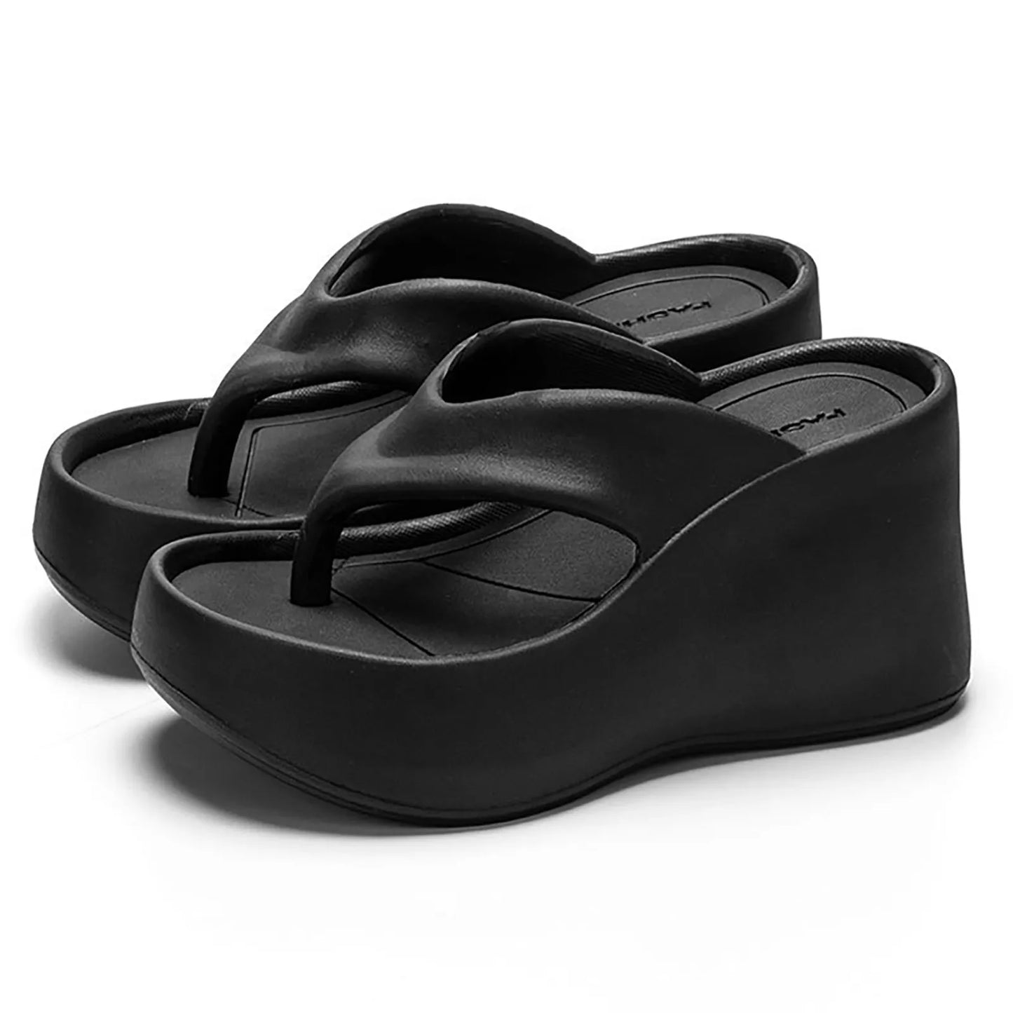 High Heeled Slippers For Women Thick Soled Flip Flops Summer Fashion Women Slipper Wedges Platform Slip-On White Female Footwear
