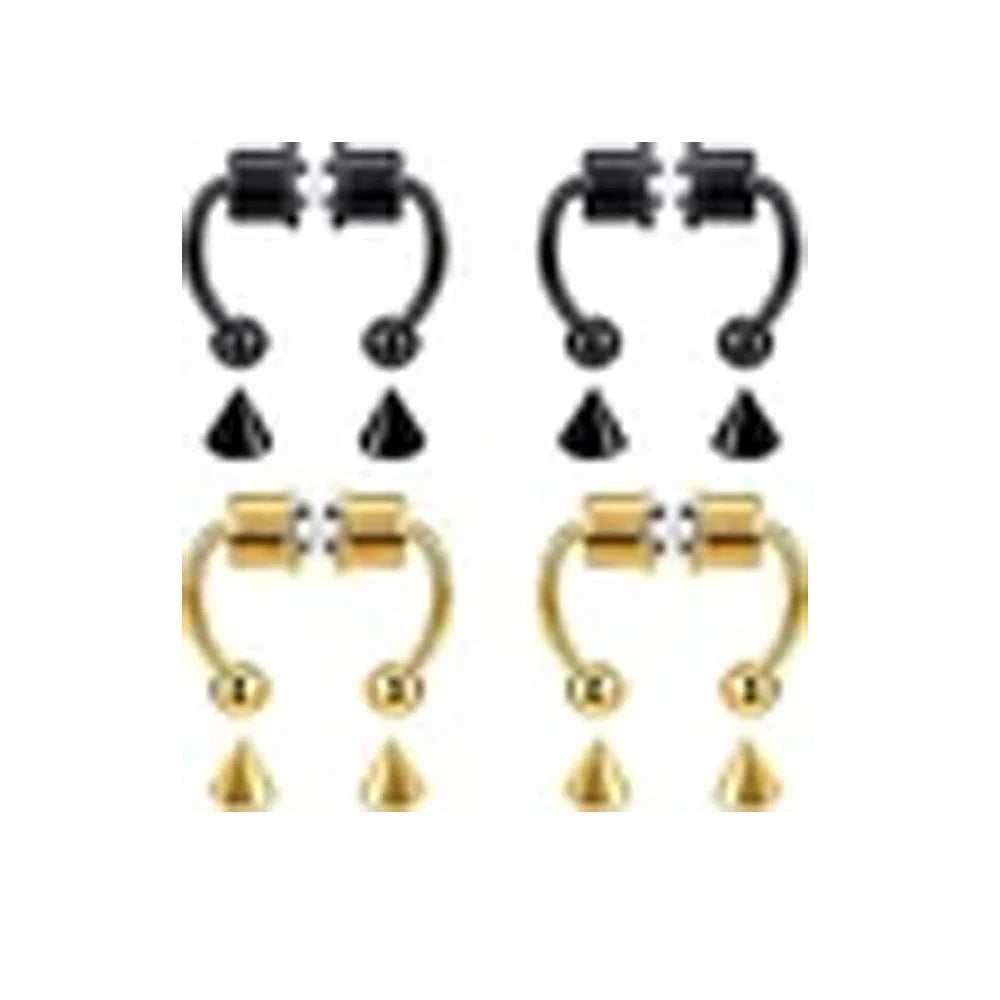 Women Fake Piercing Nose Ring Hoop Septum Non Piercing Nose Clip Rock HipHoop Stainless Steel Magnet Fashion Punk Body Jewelry