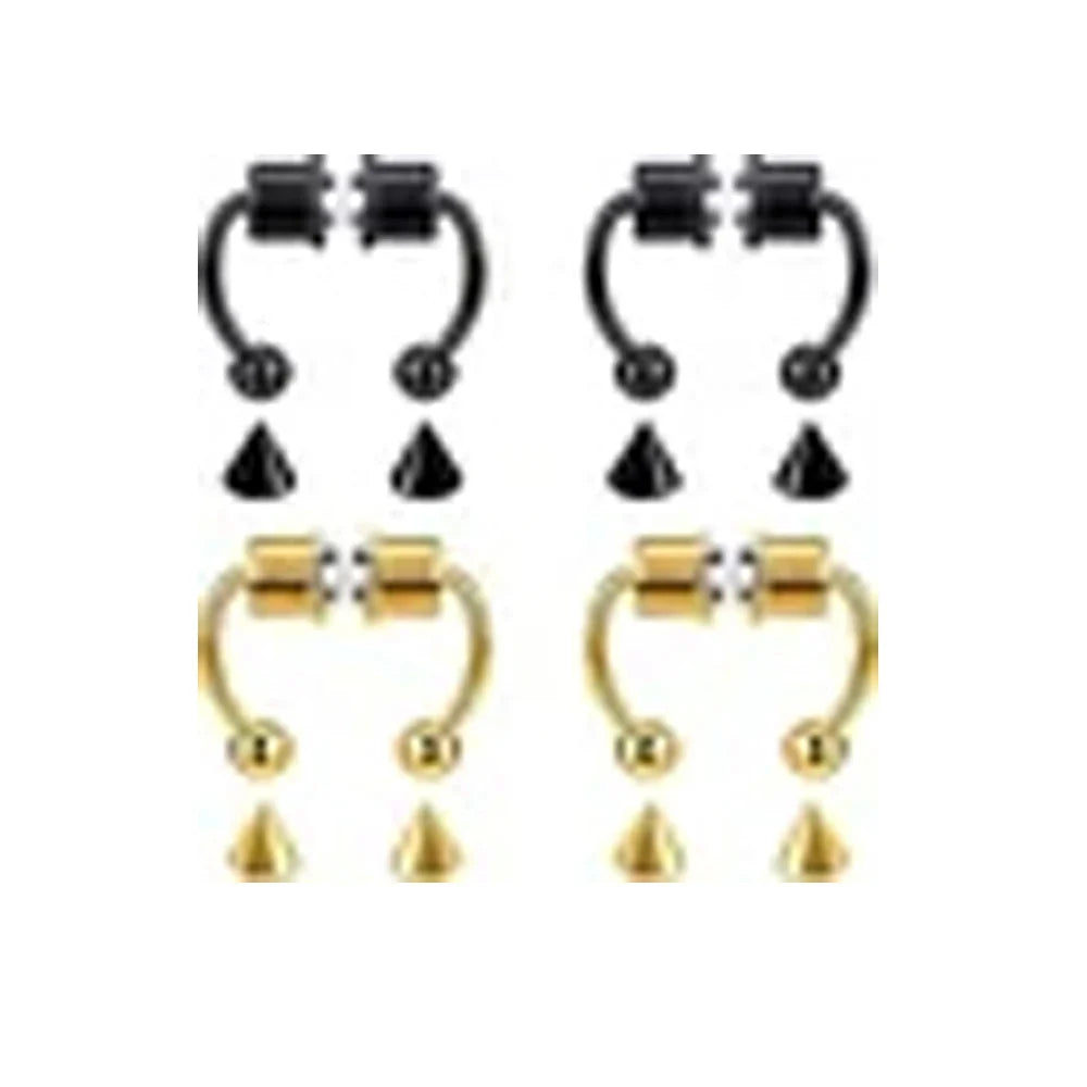 Women Fake Piercing Nose Ring Hoop Septum Non Piercing Nose Clip Rock HipHoop Stainless Steel Magnet Fashion Punk Body Jewelry
