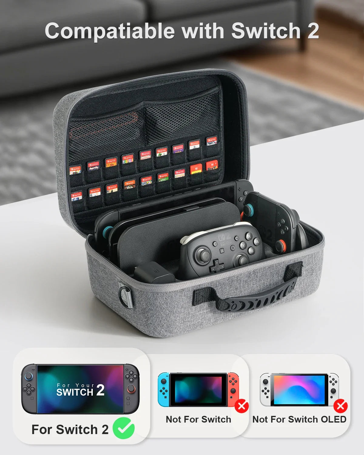 Switch 2 Travel Case Portable Storage Bag All-in-One Carrying Case Hard Shell Bag for Nintendo Switch 2 Console Game Accessories