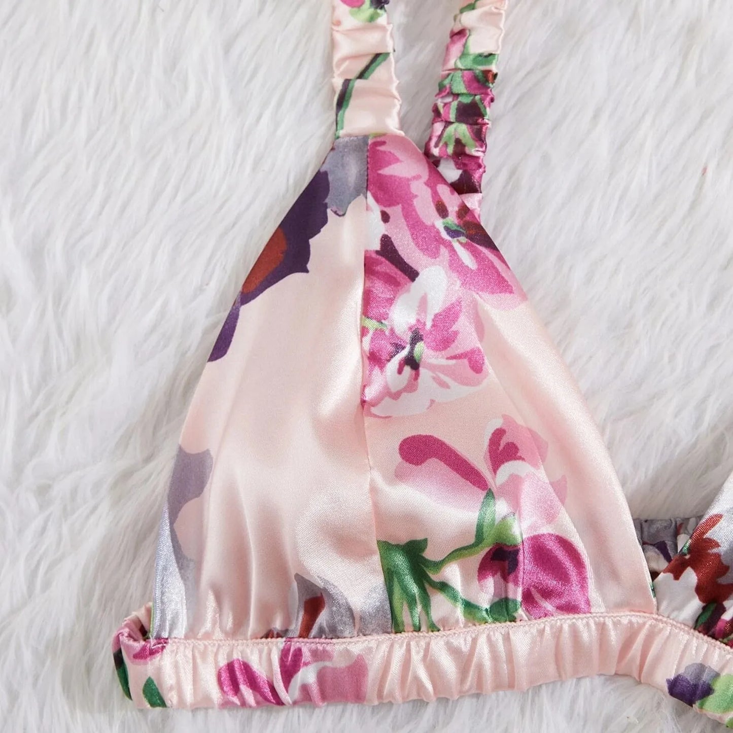 Lingeries Sets Sexy Satin Silk Lingerie Sleepwear Flower Printing Underwear Women Set Sexy Lingeries For Woman Outfit Lenceria