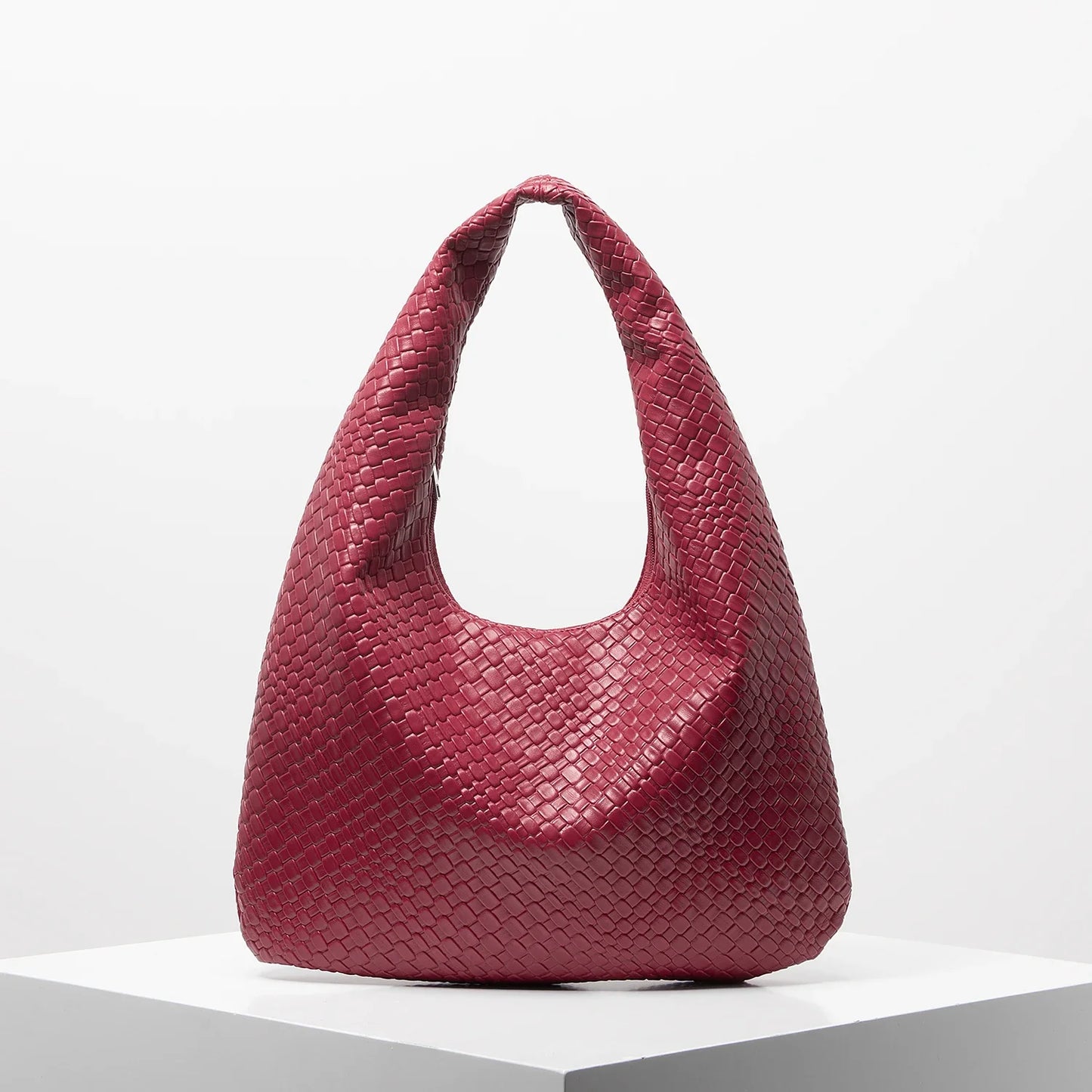 Retro Artificial Woven Leather Shoulder Bag, Women's Handbag, Large Capacity Tote Bag, Crescent Bag, Zipper Armpit Bag, Daily Commuter Bag (Random Pattern)