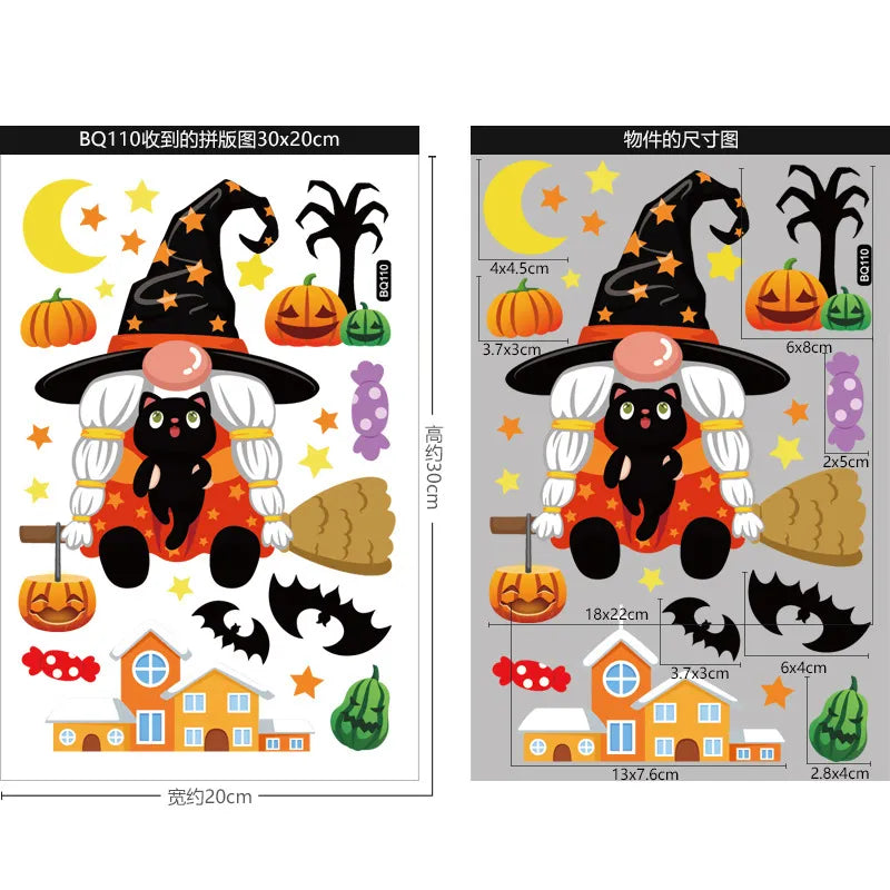 Halloween Decorations Window Clings Halloween Window Stickers Bat Skull Skeleton Stickers Halloween Window Decor for Glass Wall