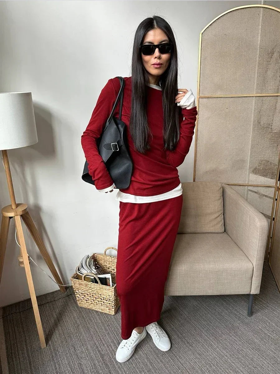 Hirsionsan Modal Soft Loose Sets Women Casual Two or Three Pieces Long Sleeve Cardigan & High Waist Dresses Outfits Tracksuit