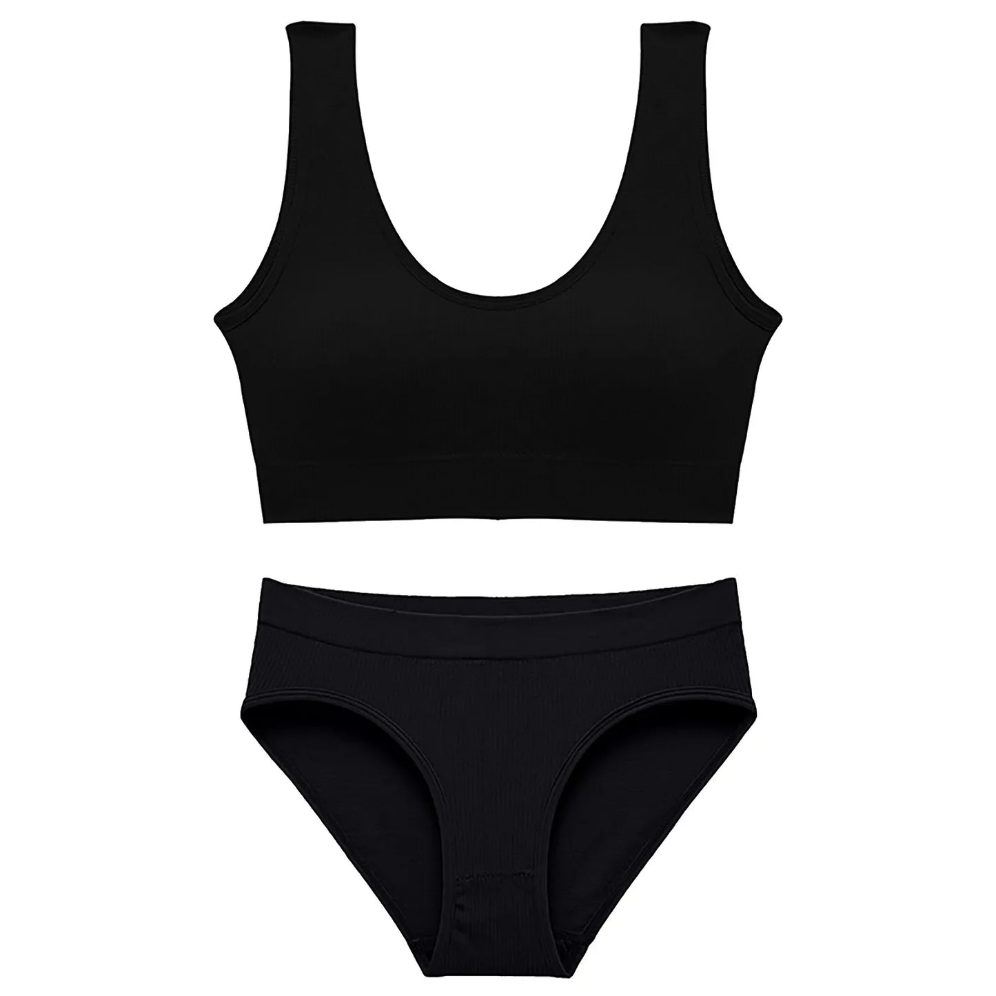 Women Seamless Bra Set Seamless Non Wire Brassiere High Waist Underwear Female Wide Shoulder Strap Vest Bras Set Women Underwear