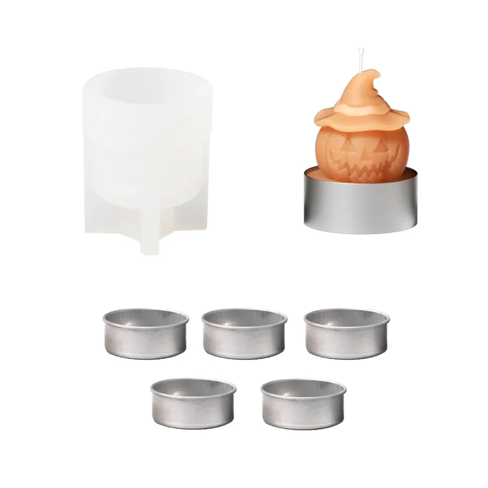 Nicole Spooky Pumpkin Tealight Candle Mold Halloween Silicone Molds for Candles Halloween Home Decor
