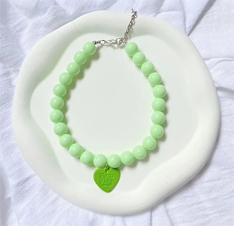 Princess Heart Pendant Pet Pearl Collar Dog Necklace Cat Jewelry Collar Puppy Accessories Dog Chain Chihuahua Wedding Jewelry