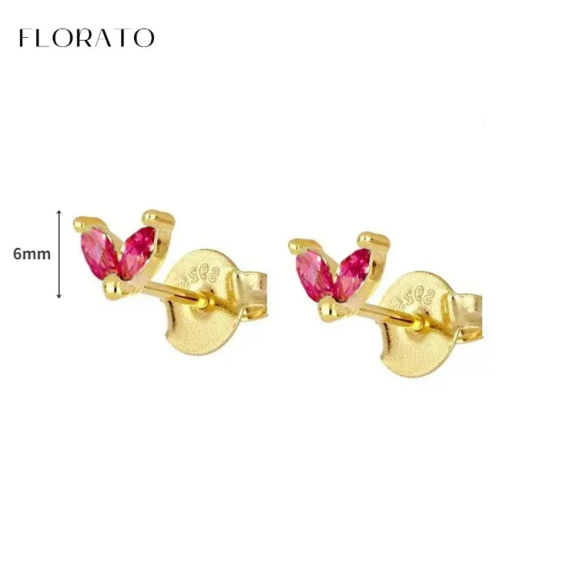 925 Sterling Silver Ear Needle Rose colors Zircon Hoop Geometric Pendant Earrings for women Luxury Fashion Wedding Jewellery2023