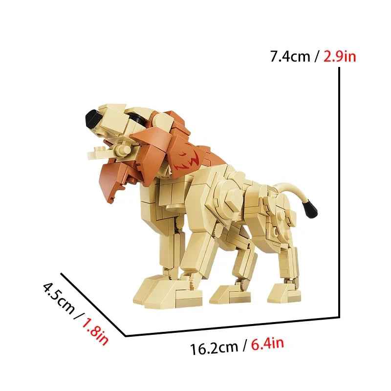 Creative Animal Models MOC Building Blocks Giraffe Lion Wolf Children DIY Assembled Brick Toys for Boy Birthday Christmas Gifts