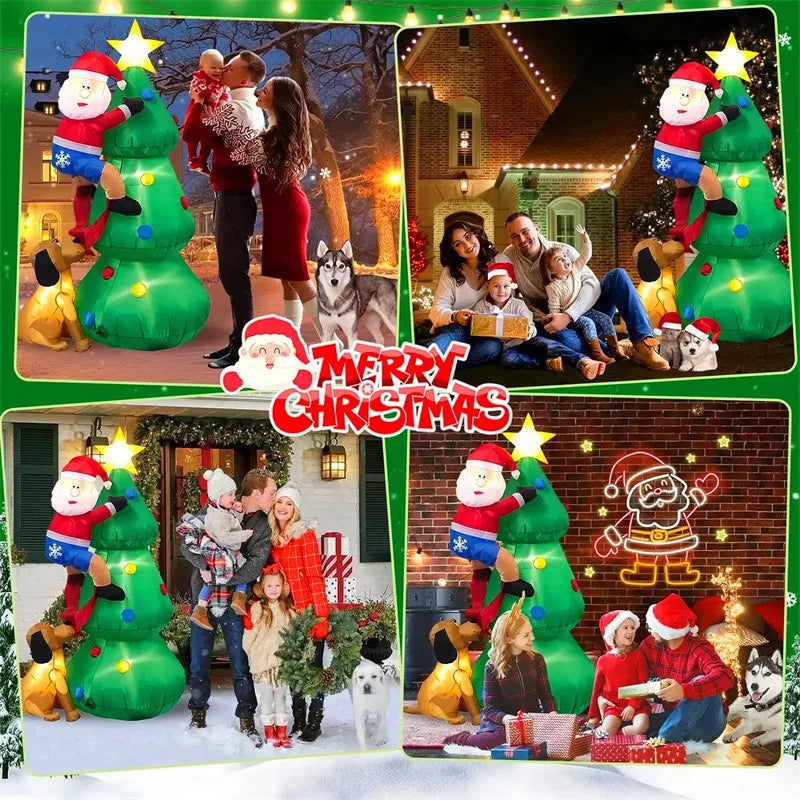 6FT Christmas Inflatable Decoration Toys Santa Claus Christmas Tree Outdoor Yard Garden New Year Xmas  Decor Glowing Toys Model