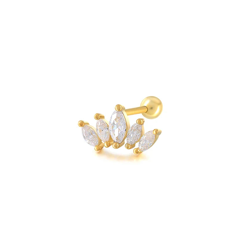 CANNER Pendientes Plata 925 Piercing Stud Earrings For Women Cubic Zirconia 925 Sterling Silver Cartilage Earring Jewerly 1pcs