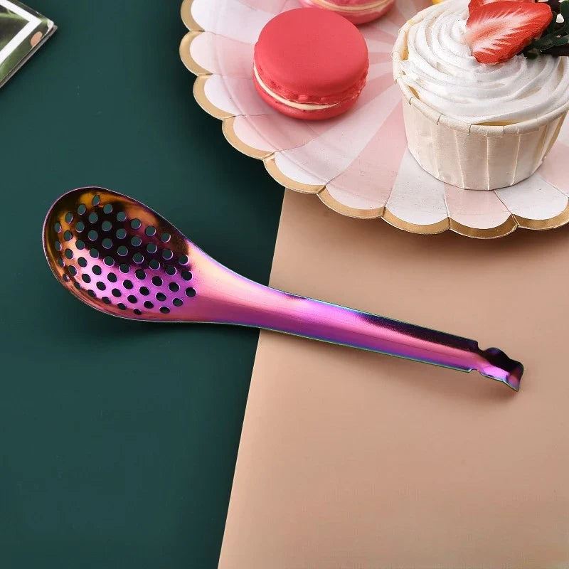 410 Stainless Steel Kitchen Spoon With Holes Cuisine Caviar Builder Roe Sauce Strainer Spoon Durable Kitchen Cooking Gadgets