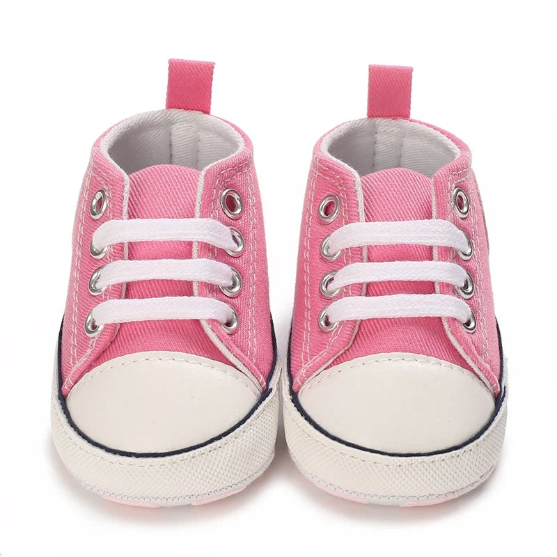 Cute and classic pink themed casual flat shoes for baby girls, soft and comfortable baby walking shoes for 0-18 months