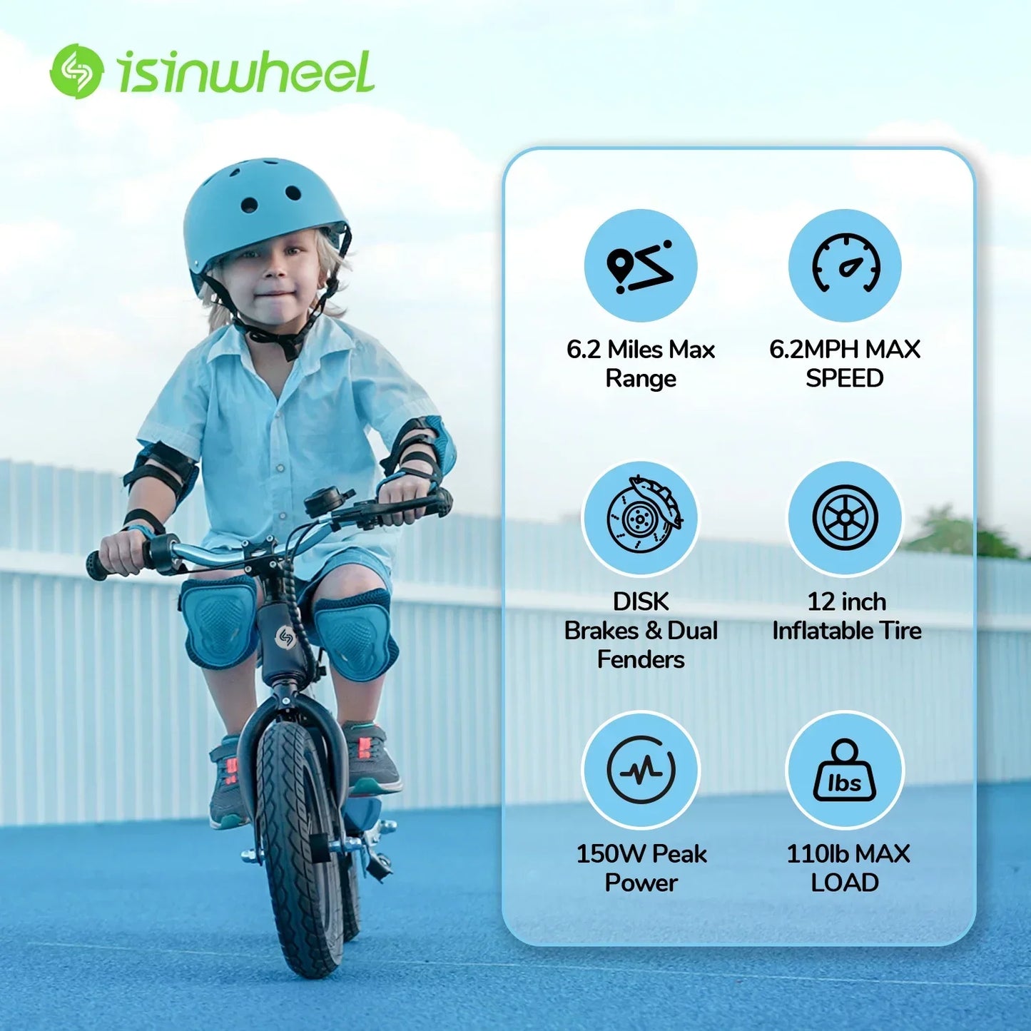SK12 Children's Electric Bicycle,18V 2.5Ah Battery,150W Motor 12 inch tire Children E-bike.