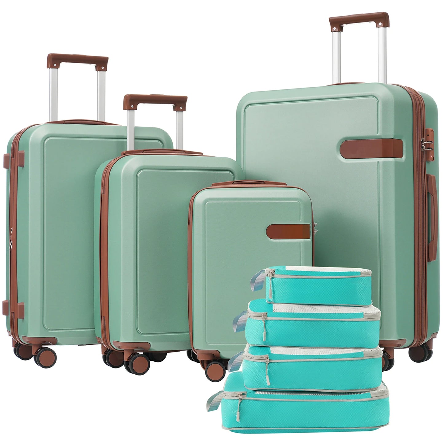 4 Piece Luggage Set with Compression Packing Cubes for Suitcase Expanable Spinner Wheels Lightweight Suitcase with TSA Lock