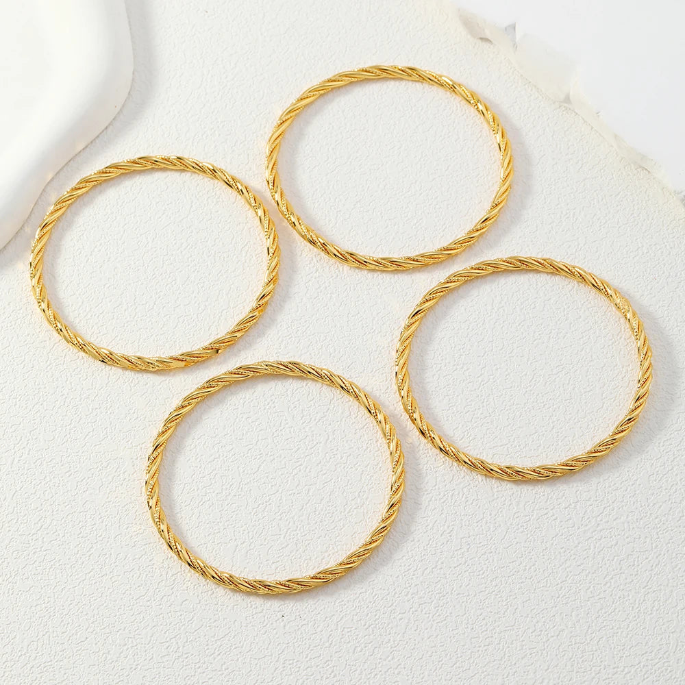 4 pieces/set Middle East Saudi Fried Dough Twists copper thin ring multilayer women's bracelet
