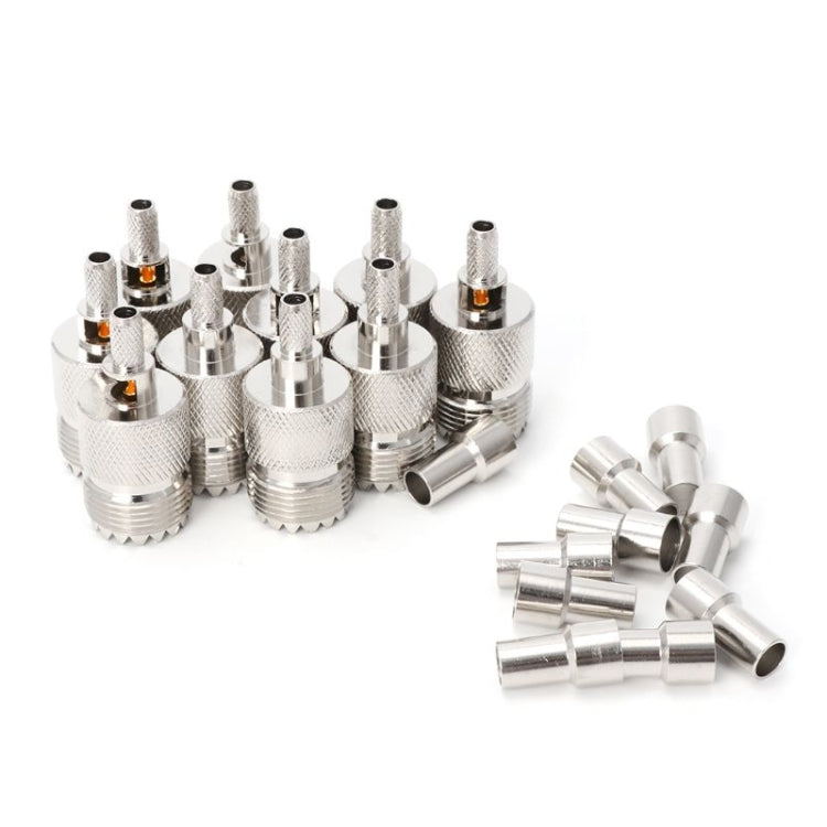 10 Sets UHF Female Jack Crimped RF Connector Coaxial Adapter for 5mm RG58 RG142 / 3D-FB Cable