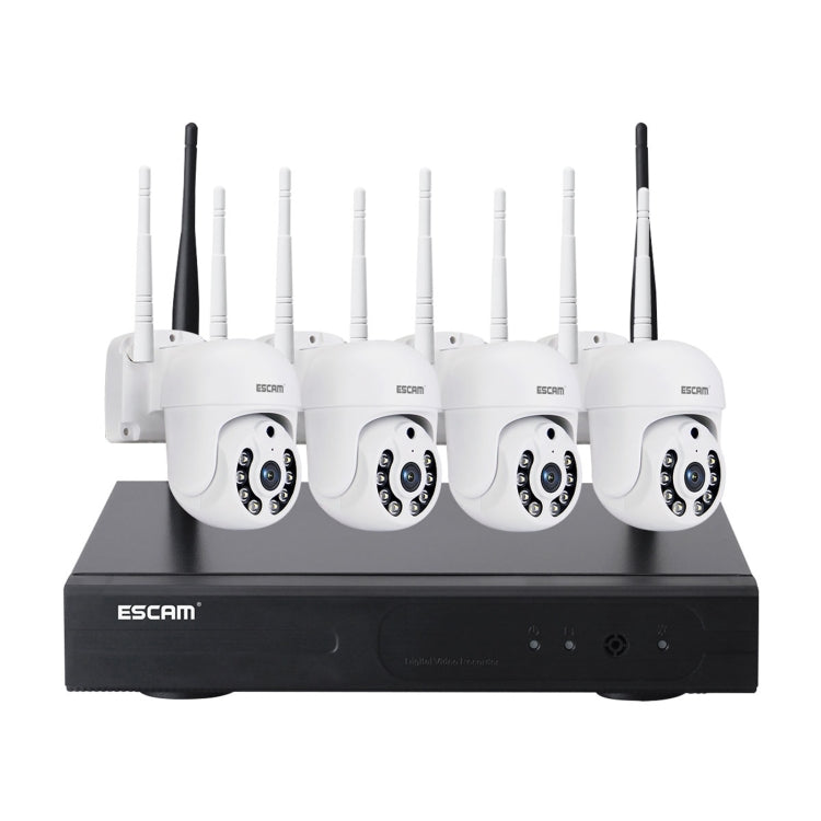 ESCAM WNK714 3.0 Million Pixels 4-channel HD Dome Camera NVR Wireless Monitoring Kit, US Plug