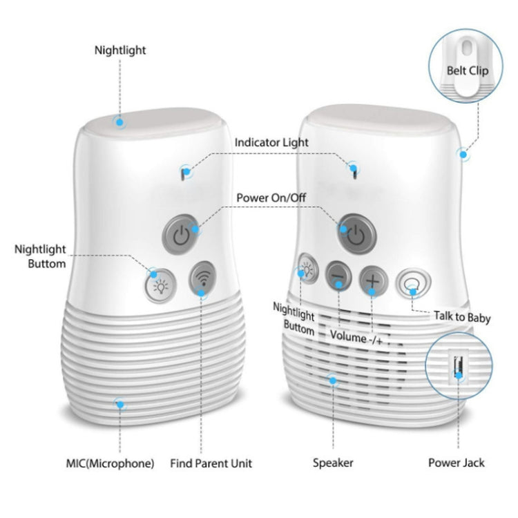 DBM-8 Wireless Audio Two-way Talk Back Baby Monitor, Intercom Sound Alert for Infant(AU Plug)