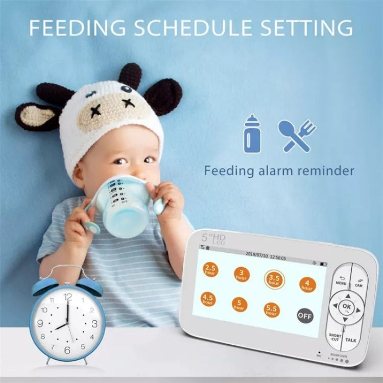DY55A Built-in Lullabies Video Babyphone 5 inch Screen Digital Wireless Baby Monitor Camera(US Plug)