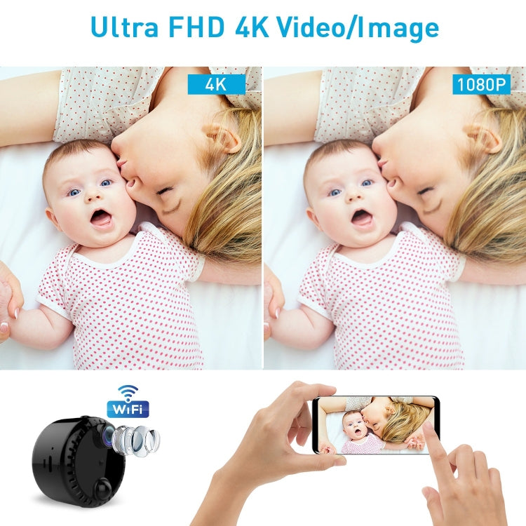 R10 4K HD Night Vision Cell Phone Remote Camera WiFi Webcam Home Network Monitor Camera(Black)