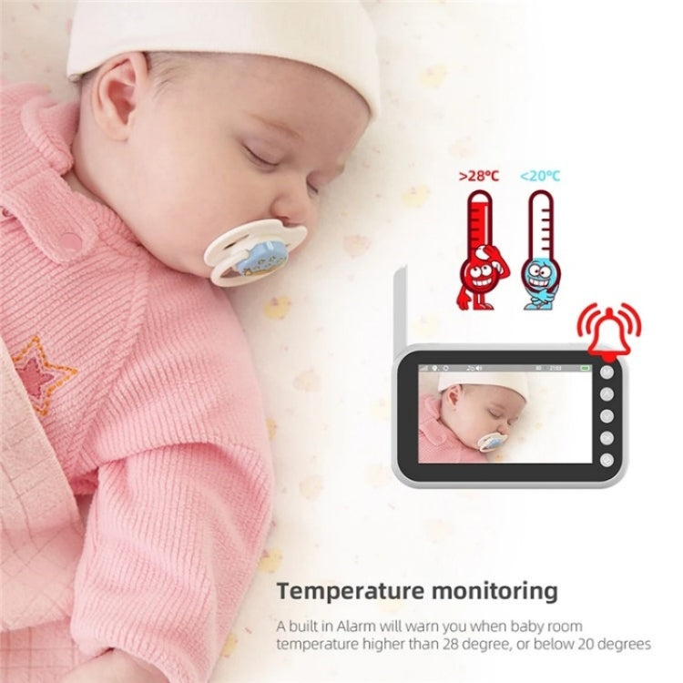 ABM200 Support Two-Way Voice Temperature Display 4.5-inch Video Baby Monitor Music Player(AU Plug)