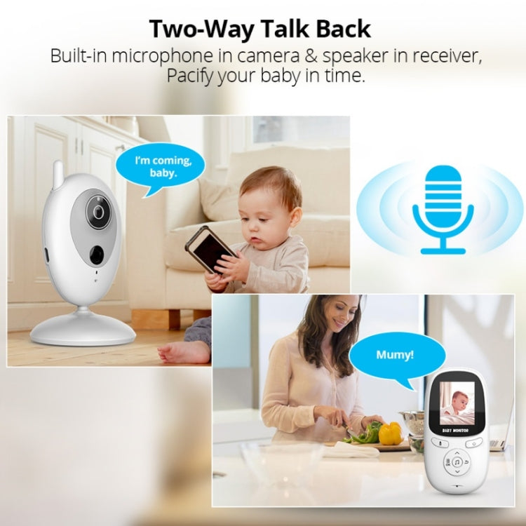 R306 Room Temperature Monitor Intercom Camera 2.0-inch Night Vision Wireless Baby Monitor(UK Plug)