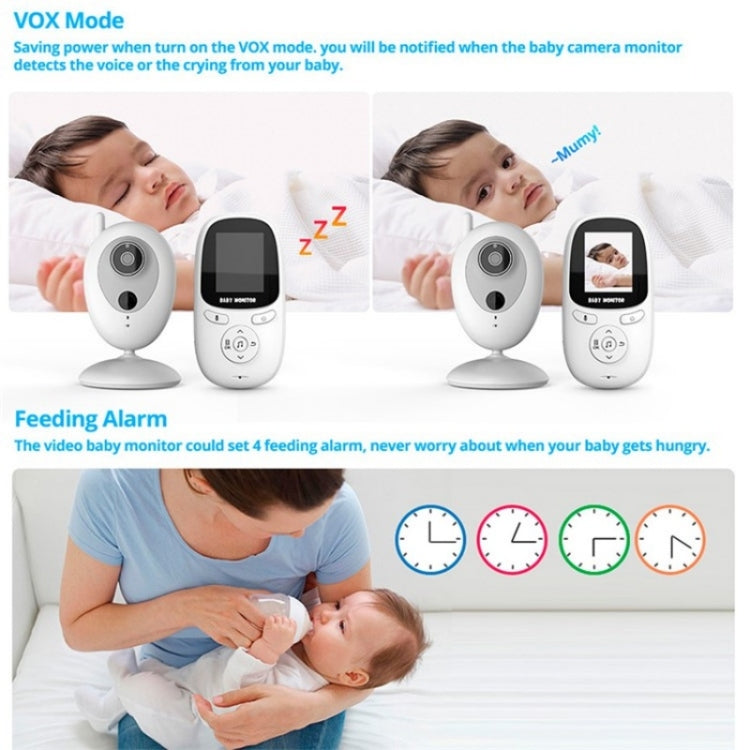 R306 Room Temperature Monitor Intercom Camera 2.0-inch Night Vision Wireless Baby Monitor(UK Plug)